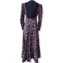 Pink Roses Black Lace Trim Vintage Style Long Sleeve Dress　6761/750-5