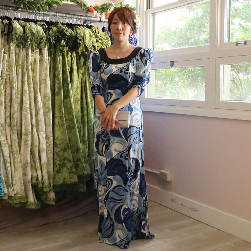 Wave Design Hawaiian Dress - Muumuu Outlet