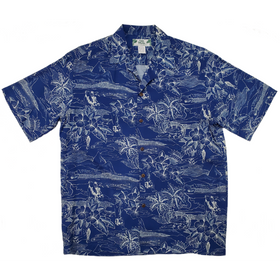 Hawaiian Scenery Rayon Shirt | Blue - Muumuu Outlet
