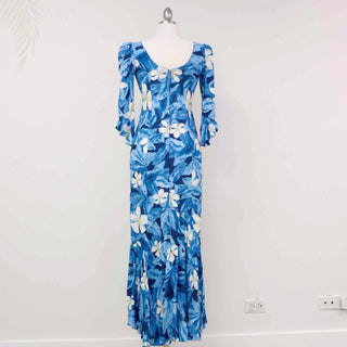 Plumeria Long Dress Blue