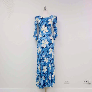 Plumeria Long Dress Blue