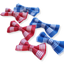 Blue Palaka Plaid Print Dog's Bow Tie-1