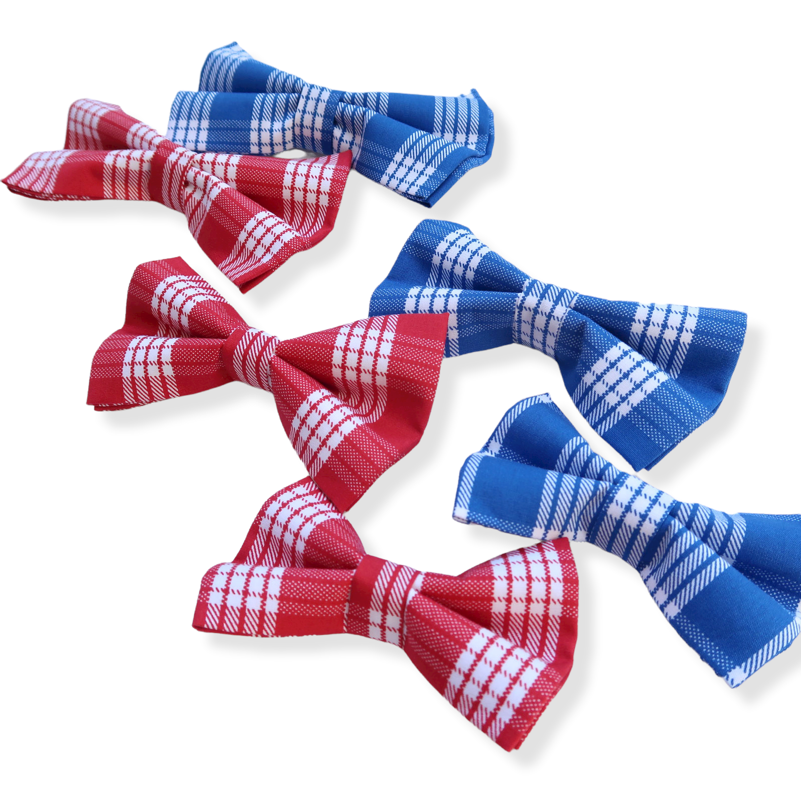 Blue Palaka Plaid Print Dog's Bow Tie