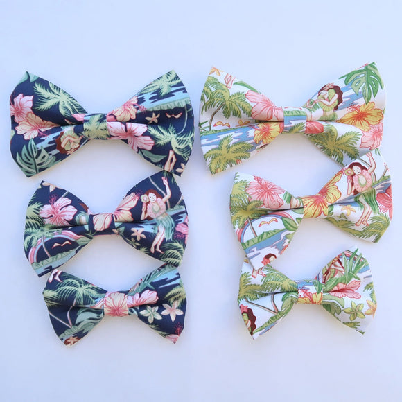 Navy Hula Girl Dog's Bow Tie - Muumuu Outlet