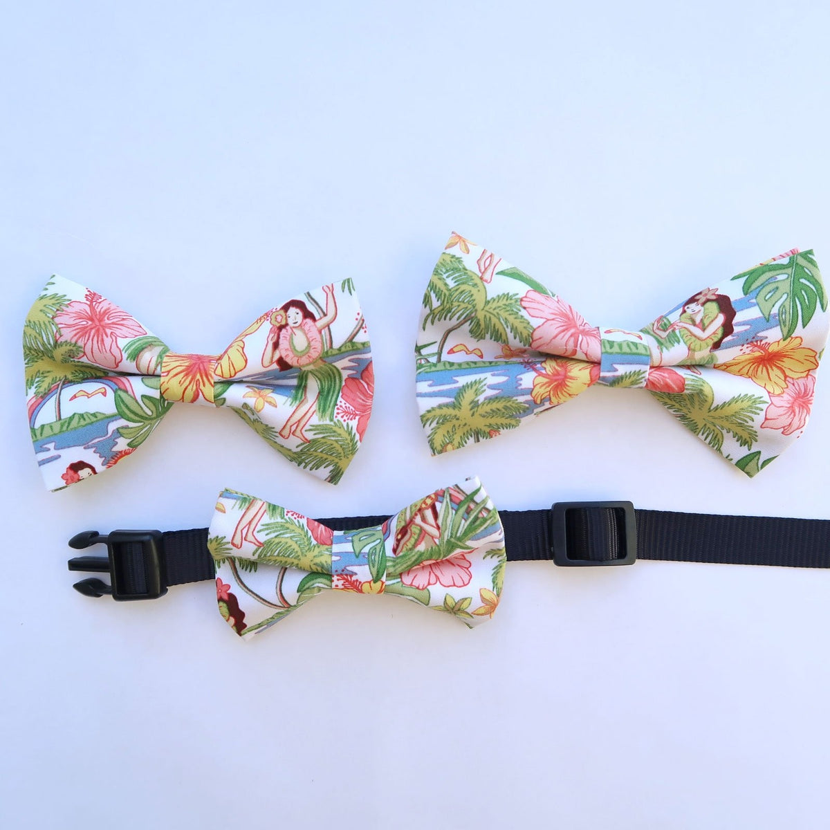 White Hula Girl Dog's Bow Tie - Muumuu Outlet