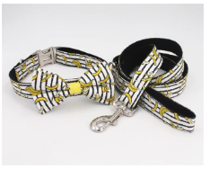 3Pc Dog Set | Bow Tie, Collar, Leash | Banana - Muumuu Outlet