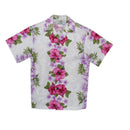 Cotton White Boy's Shirt with Pink Hibiscus-1
