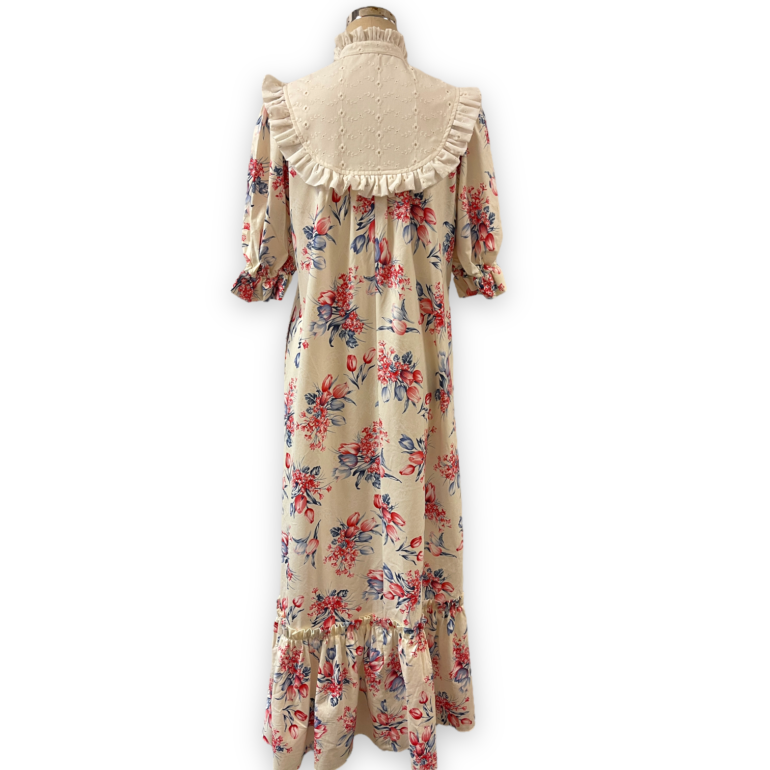 Red and Blue Tulip Prints White Muumuu 8221