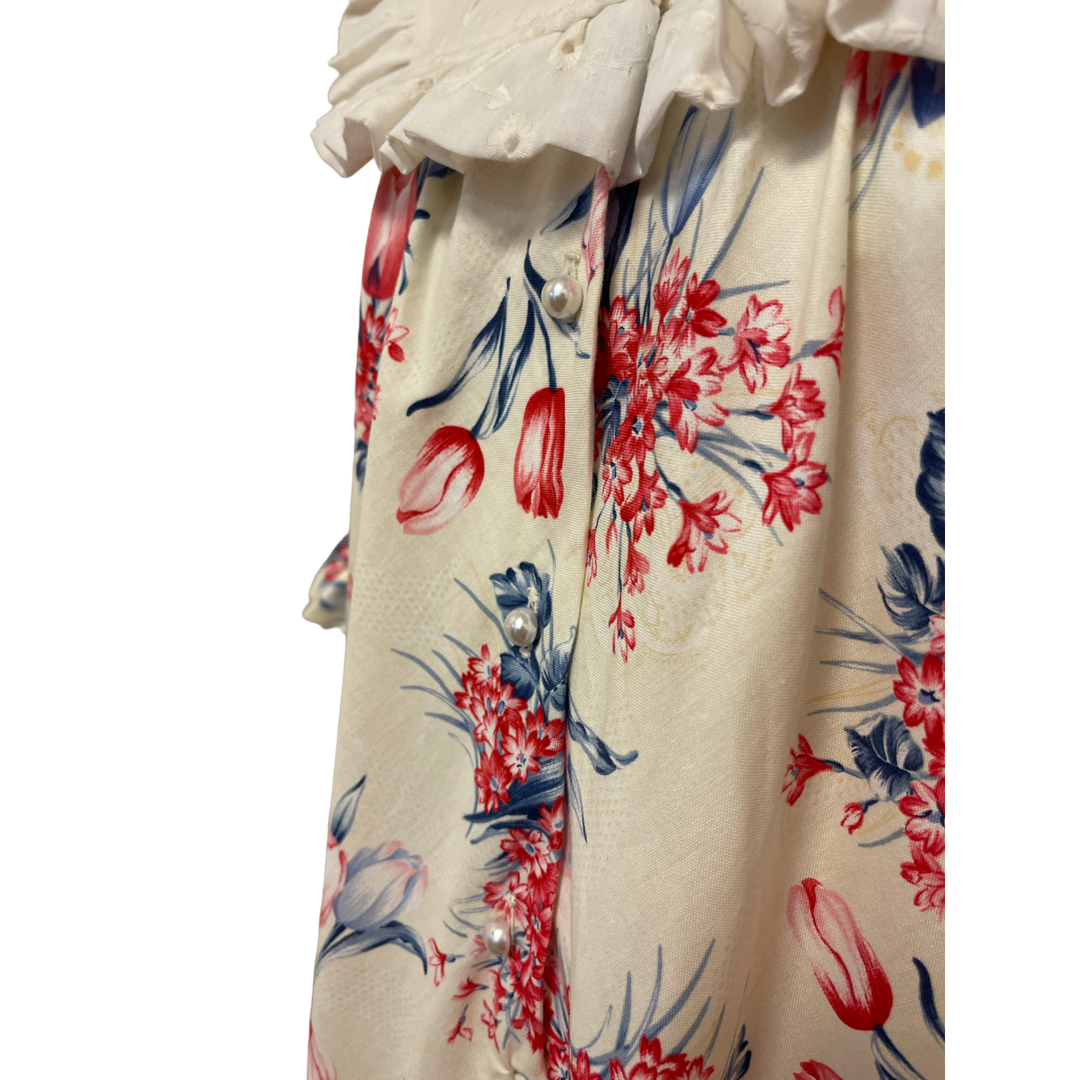 Red and Blue Tulip Prints White Muumuu 8221