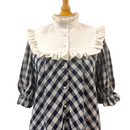 Dark Navy Palaka White HighNeck Muumuu