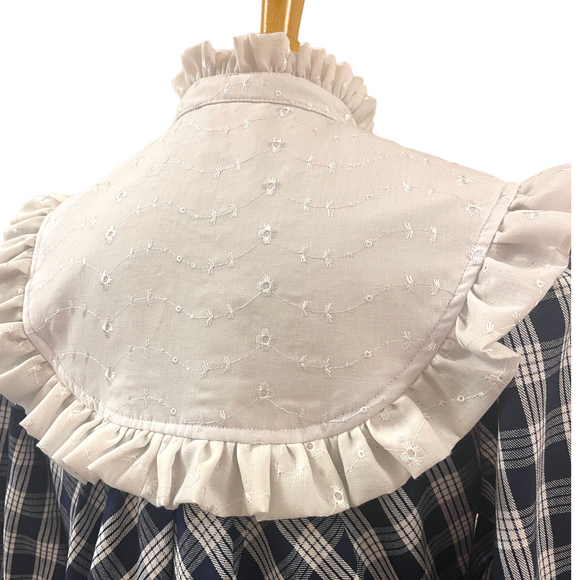 Dark Navy Palaka White HighNeck Muumuu