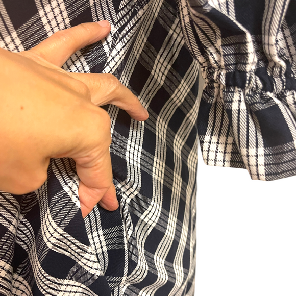 Dark Navy Palaka White HighNeck Muumuu