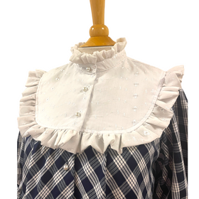 Dark Navy Palaka White HighNeck Muumuu