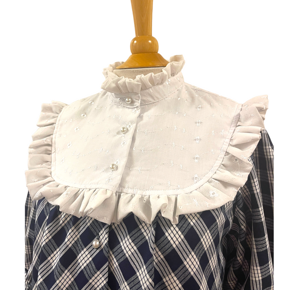 Dark Navy Palaka White HighNeck Muumuu