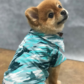 Hawaiian Shirts for Dog | Surfer Camouflage Hawaiian Dog's Hawaiian Shirt | Green