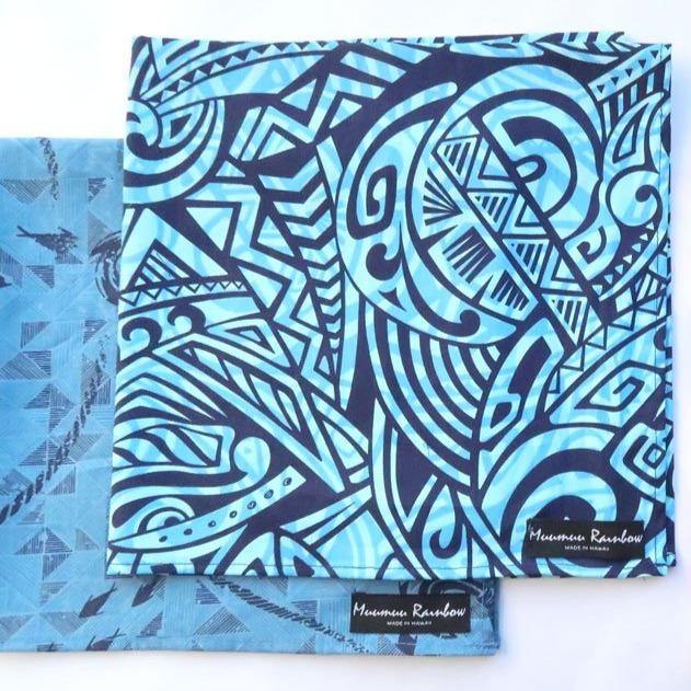 Blue Hawaiian Fabric Gift Wrap Furoshiki | Eco Wrapping Cloth Small - Muumuu Outlet