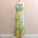 Maui Hawaiian Artist Design Fabric Halter Summer Dress, Yellow - Muumuu Outlet