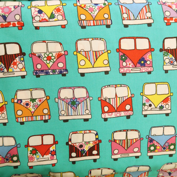 Cute Bus Print Fabrics for Kids Blanket Cover - Red, Green, Purple