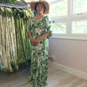 Plumeria Green Rayon Long Dress - Muumuu Outlet