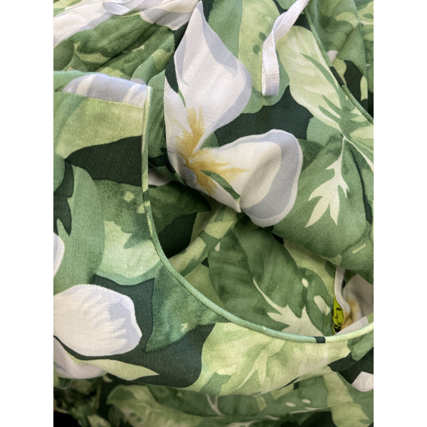 Plumeria Green Rayon Long Dress