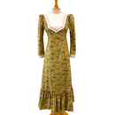 Floral Garden White Lace Trim Vintage Long Sleeve Traditional Hawaiian Dress 6761/750-1