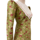 Floral Garden White Lace Trim Vintage Long Sleeve Traditional Hawaiian Dress 6761/750-2