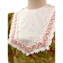 Floral Garden White Lace Trim Vintage Long Sleeve Traditional Hawaiian Dress