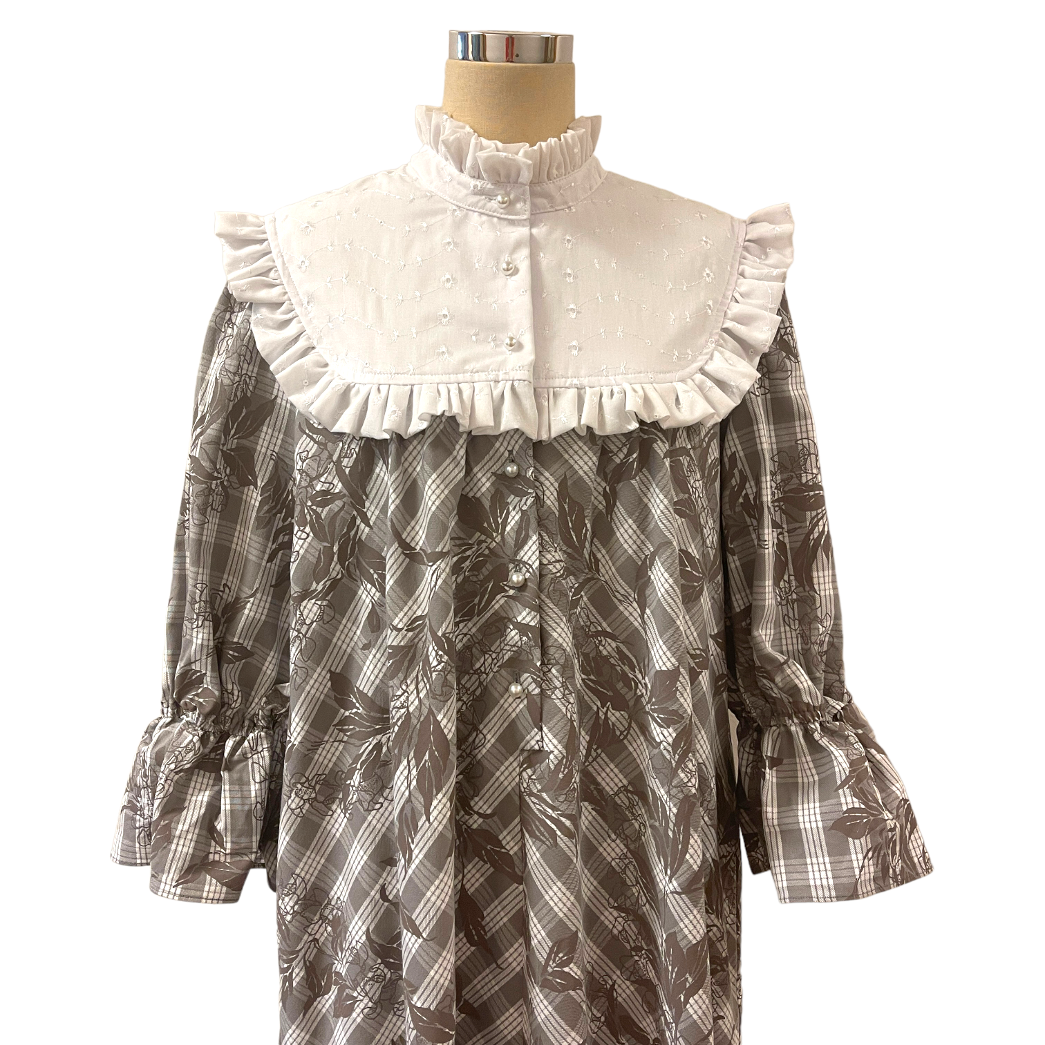 Grey Palaka with Special Print High Neck Style Muumuu 8221