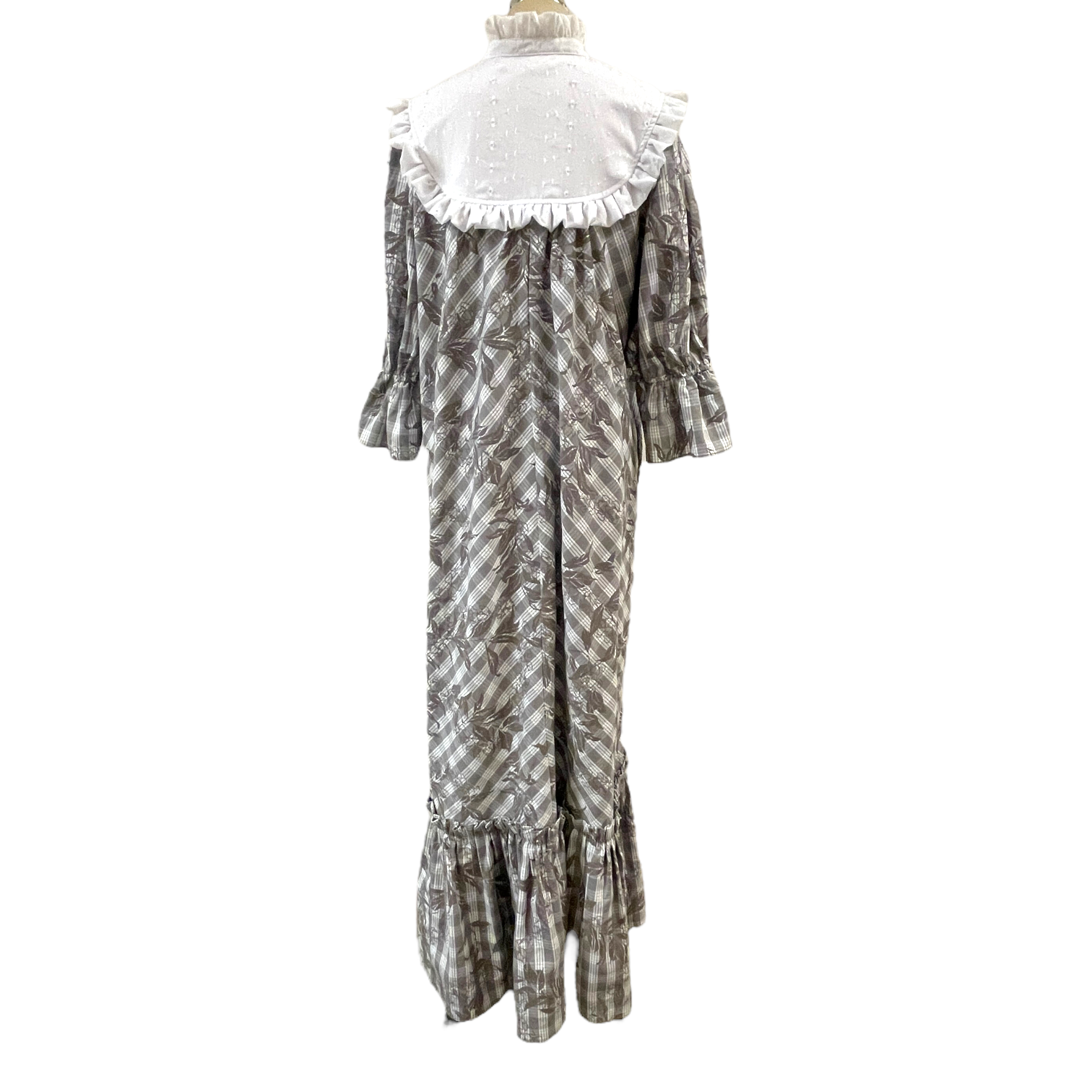 Yellow Palaka Half Sleeve Muumuu with Elegant Lace Trim 8891