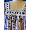 Purple Stripe Muumuu with Floral Print with Lace | Large Size Dress 8891-2