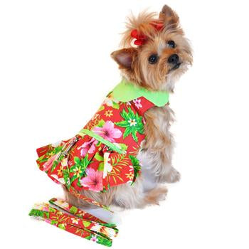 Hawaiian Muumuu Dress for Dog | Red Floral Print - Muumuu Outlet