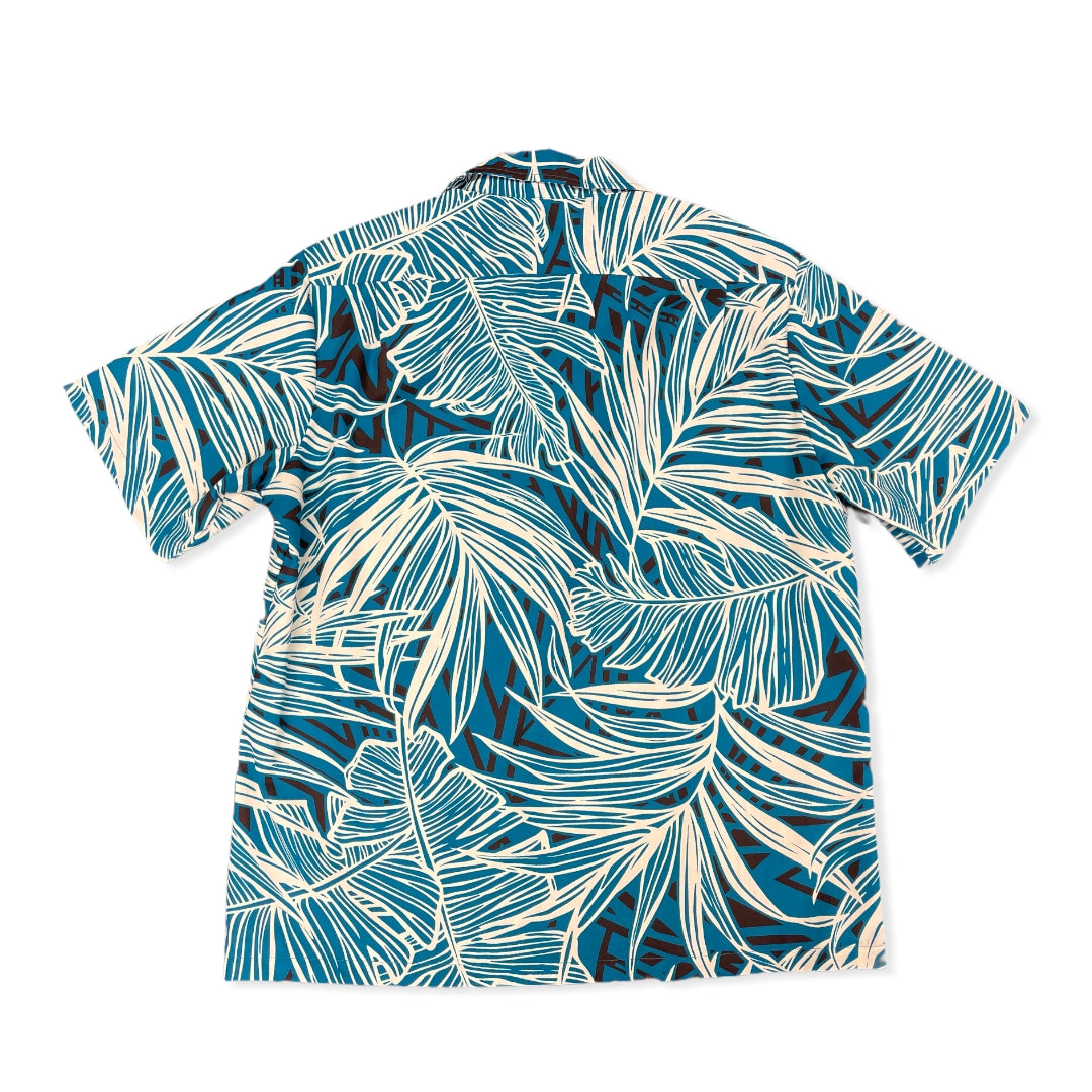 Palm Leaf Print Hawaiian Shirt | Deep Green - 0