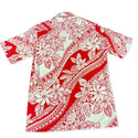 Polynesian Print with Flower Hawaiian Shirt | Red and Blue