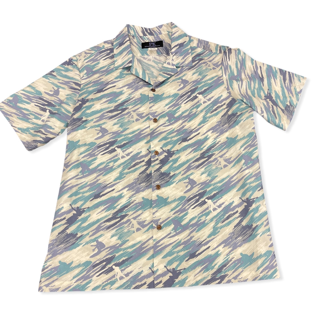 Surfer Camouflage Beach Style Hawaiian Shirt | Blue,Grey - 0