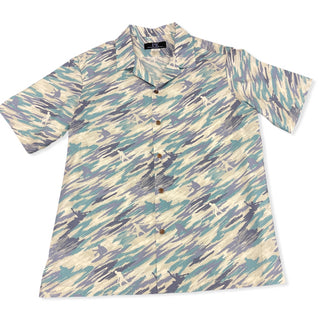 Buy blue Surfer Camouflage Beach Style Hawaiian Shirt | Blue, Green, Grey