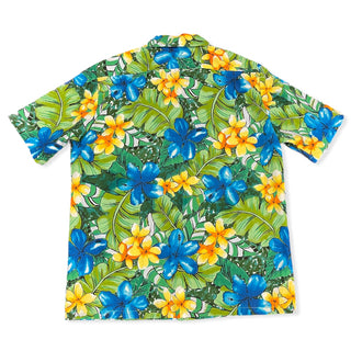 Colorful Water Color Hibiscus Print Hawaiian Shirt | Blue