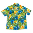 Colorful Water Color Hibiscus Print Hawaiian Shirt | Pink and Blue