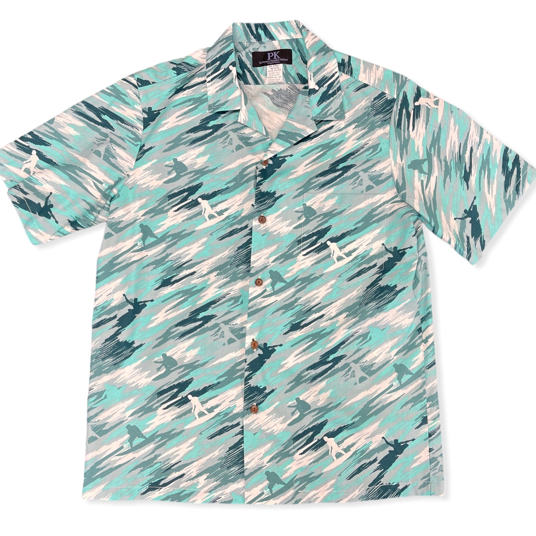 Surfer Camouflage Beach Style Hawaiian Shirt | Green