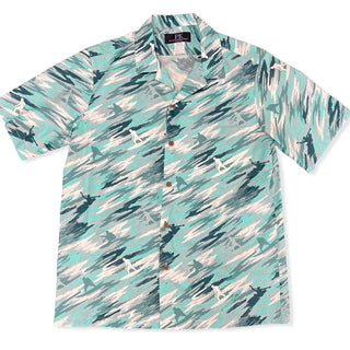Buy light-green Surfer Camouflage Beach Style Hawaiian Shirt | Blue, Green, Grey