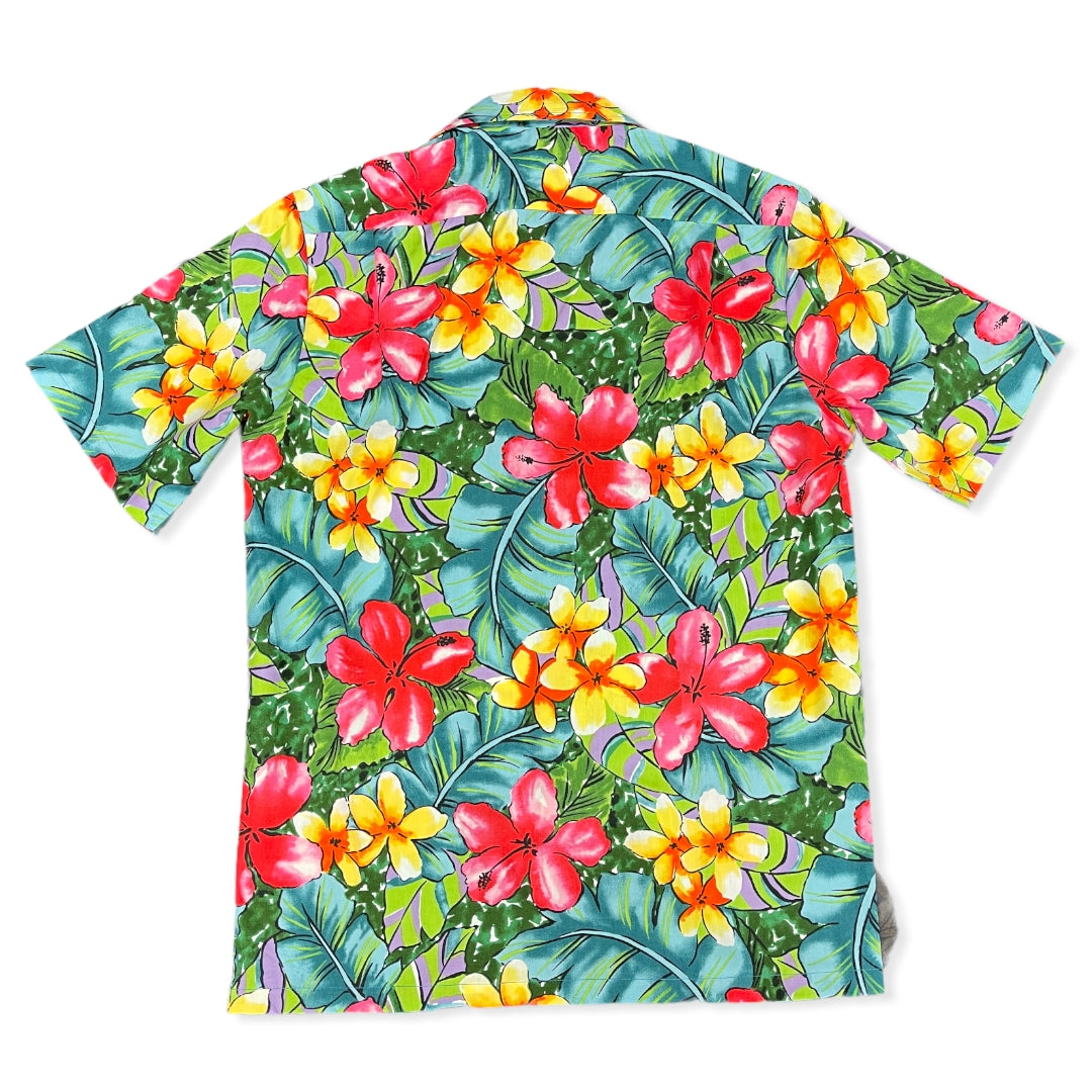 Colorful Water Color Hibiscus Print Hawaiian Shirt | Pink