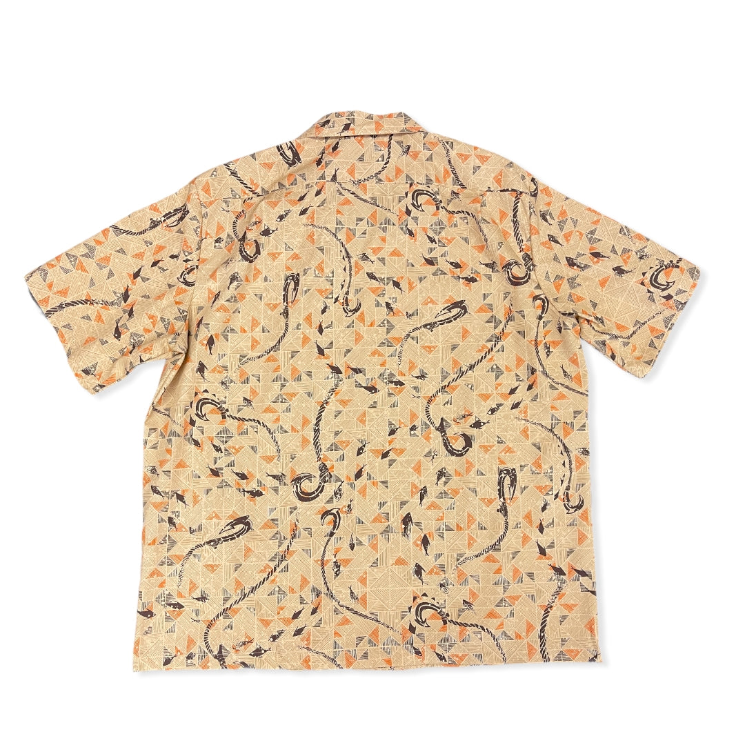 Fish Hook Lucky Print Hawaiian Shirt | Bronze - 0