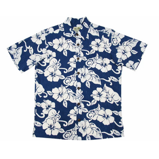Hibiscus 2 Tone Hawaiian Shirt | Blue - Muumuu Outlet