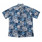 Hawaiian Kayak & Hibiscus Reverse Cotton Aloha Shirt | Black, Blue - Muumuu Outlet