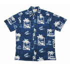 Hatch Pattern Palm Tree and Boat Hawaiian Shirt | Red - Muumuu Outlet
