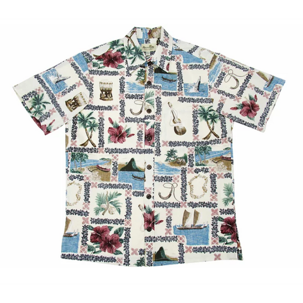 Hawaiian Scenery Reverse Side Cotton Shirt - Muumuu Outlet