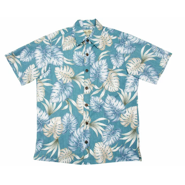 Light Green Leafy Print Hawaiian Shirt | Green - Muumuu Outlet