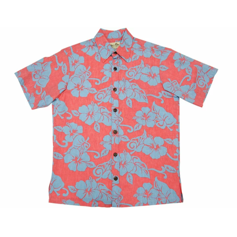 Hibiscus Print Red Hawaiian Shirt - Muumuu Outlet