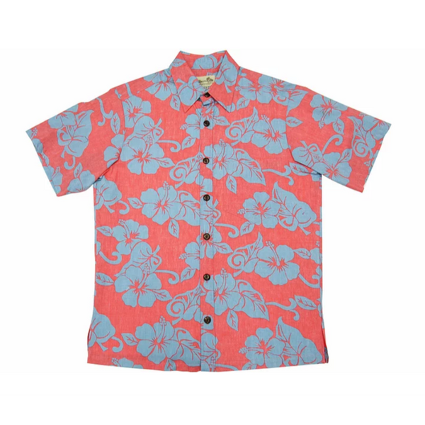Hibiscus Print Red Hawaiian Shirt - Muumuu Outlet