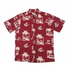 Hatch Pattern Palm Tree and Boat Hawaiian Shirt | Red - Muumuu Outlet