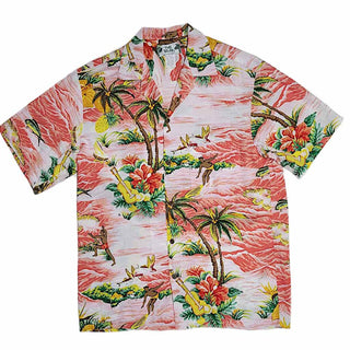 Buy pink Surfing Wave and Ukulele Fun Print Aloha Shirt-Coral, Blue, Navy